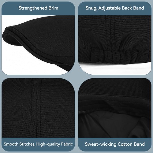 KUJUHA Men's Newsboy Cap Cotton Flat Ivy Gatsby Driving Hat Irish Cabbie Hunting Caps Winter Hat