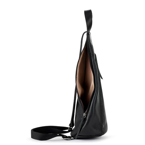 The Sak Geo Sling Backpack in Leather, Convertible Design, Black