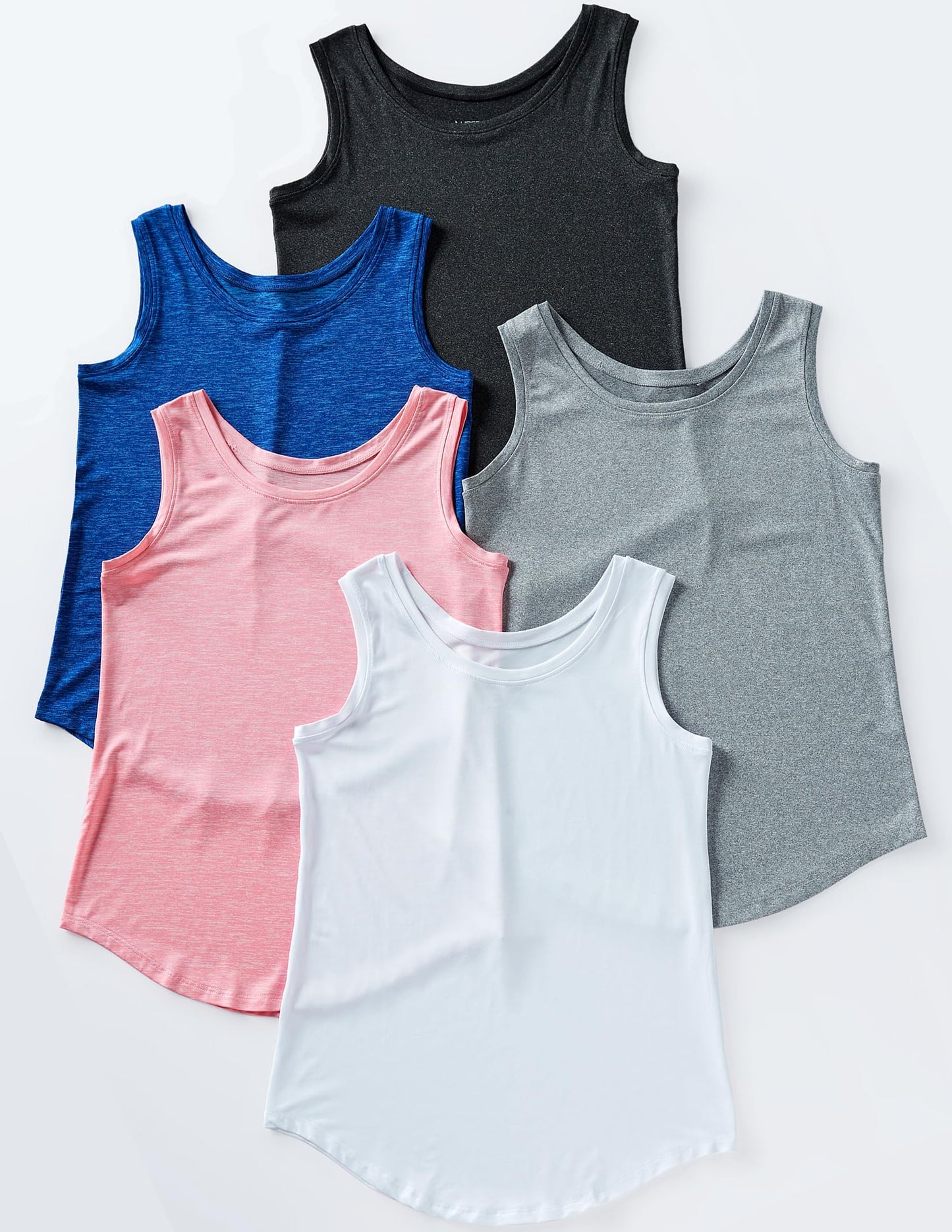 5 Pack Wide Straps Womens Workout Tank Tops, Athletic Sleeveless Shirts for Women, Ladies Exercise Tops for Yoga Tennis (Set 1, X-Large)