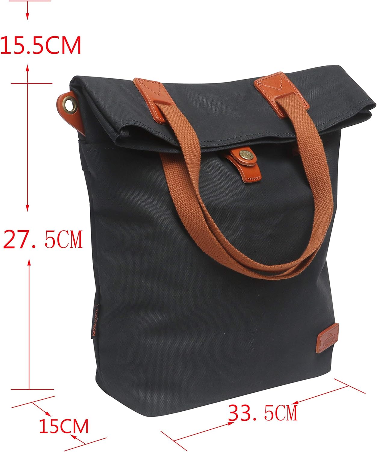 TOURBON Canvas Clip-On Quick-Release Bike Panniers Women's Shoulder Tote Bag