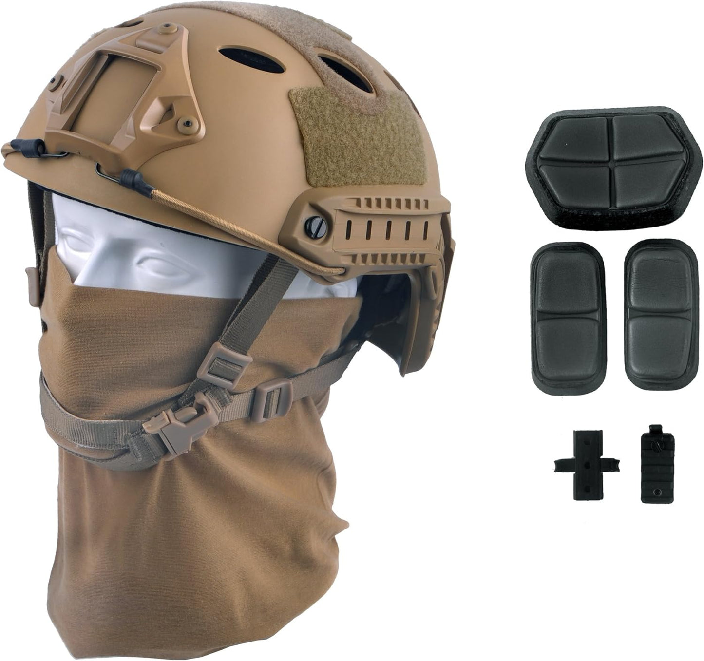 LOOGU Fast BJ Base Jump Tactical Helmet for Airsoft with 12-in-1 Headwear