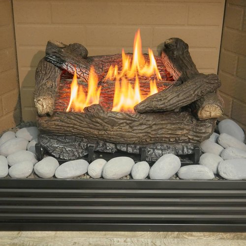 Bluegrass Living 24-Piece Mixed Grey Ceramic Fiber Rocks - High-Temperature Resistant Decorative Stones for Gas Fireplaces, Fire Pits, and Outdoor Fireplaces