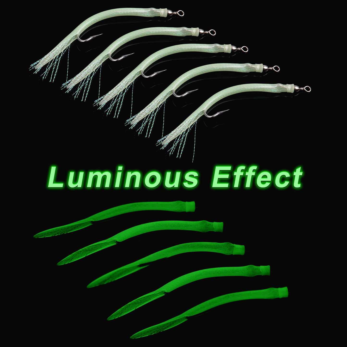 AGOOL Classic Striped Bass Tube Lures Cod Rig Tube Teaser with Stainless Steel J Hook for Offshore Trolling Striper Bass Cod Big Game Fishing Green/Red