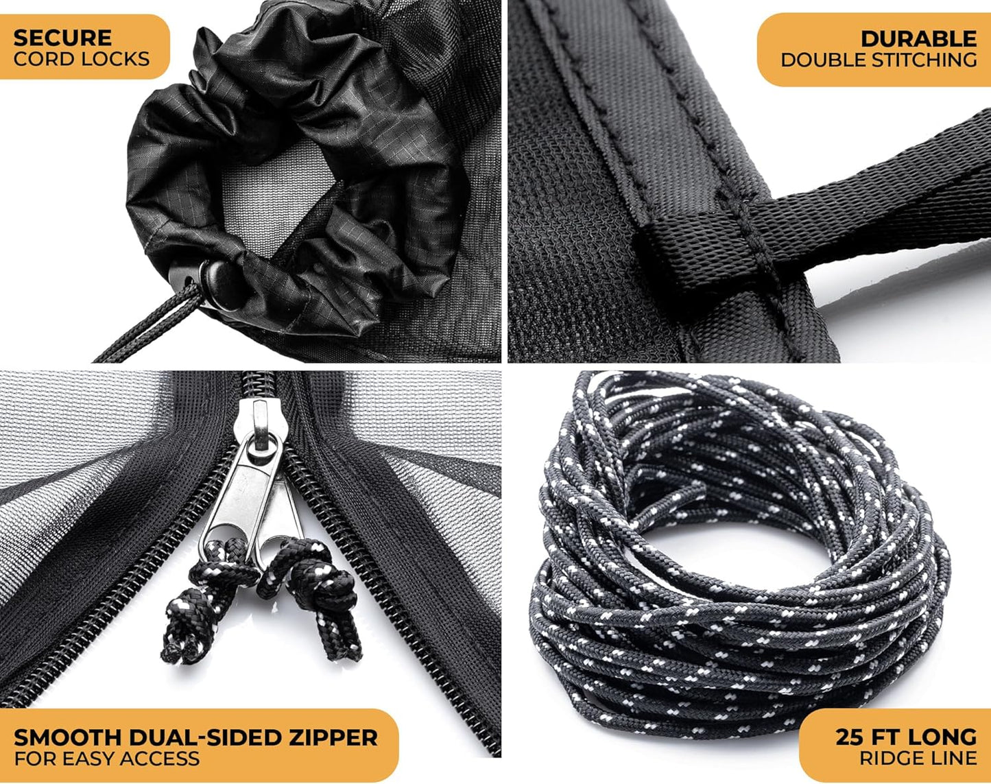 Foxelli XL Hammock Net – 12ft Net for Hammocks, Lightweight Portable Hammock Netting, Fast and Easy Set Up, Fits All Camping Hammocks