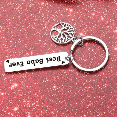 ZQEOU Baba Keychain Best Baba Ever Gift Fathers Day Jewelry For Birthday Keychain For Dad Gifts From Daughter Son Father Gifts Daddy Jewelry Baba Appreciation Keychain Grandpa Gift