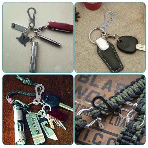 Qianyu 12 Pack Small Carabiner Clip Metal Spring Snap Connect Hooks Multipurpose Mini Paracord Hanging Clips for Backpack Camera Strap Flashlight Camping Hiking Key Chain Accessories
