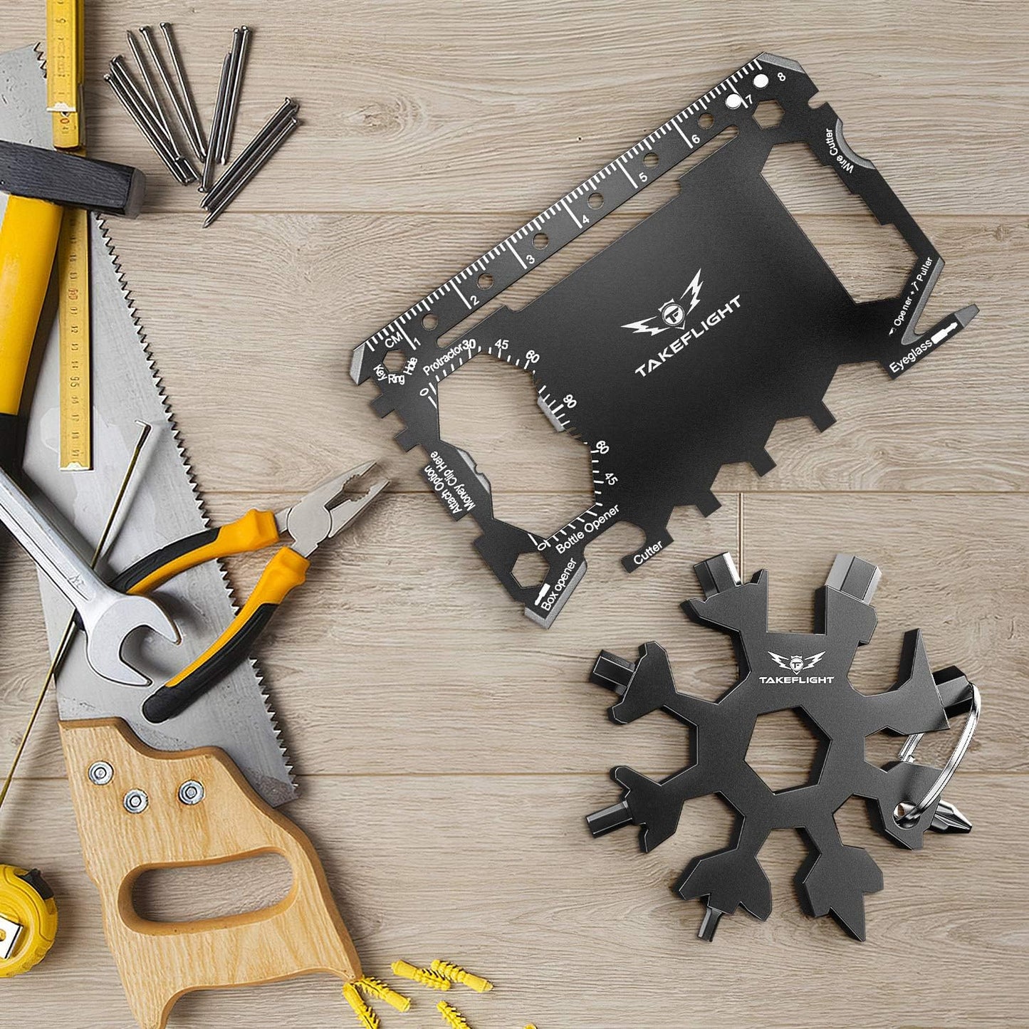 Valentines Day Gift For Him, TF TakeFlight Tactical EDC Credit Card Multitool Gifts Set, Ultimate Multi Tool Pocket Gadgets for Men, Snowflake Screwdriver, Wallet Survival Gear, Durable TactileCard