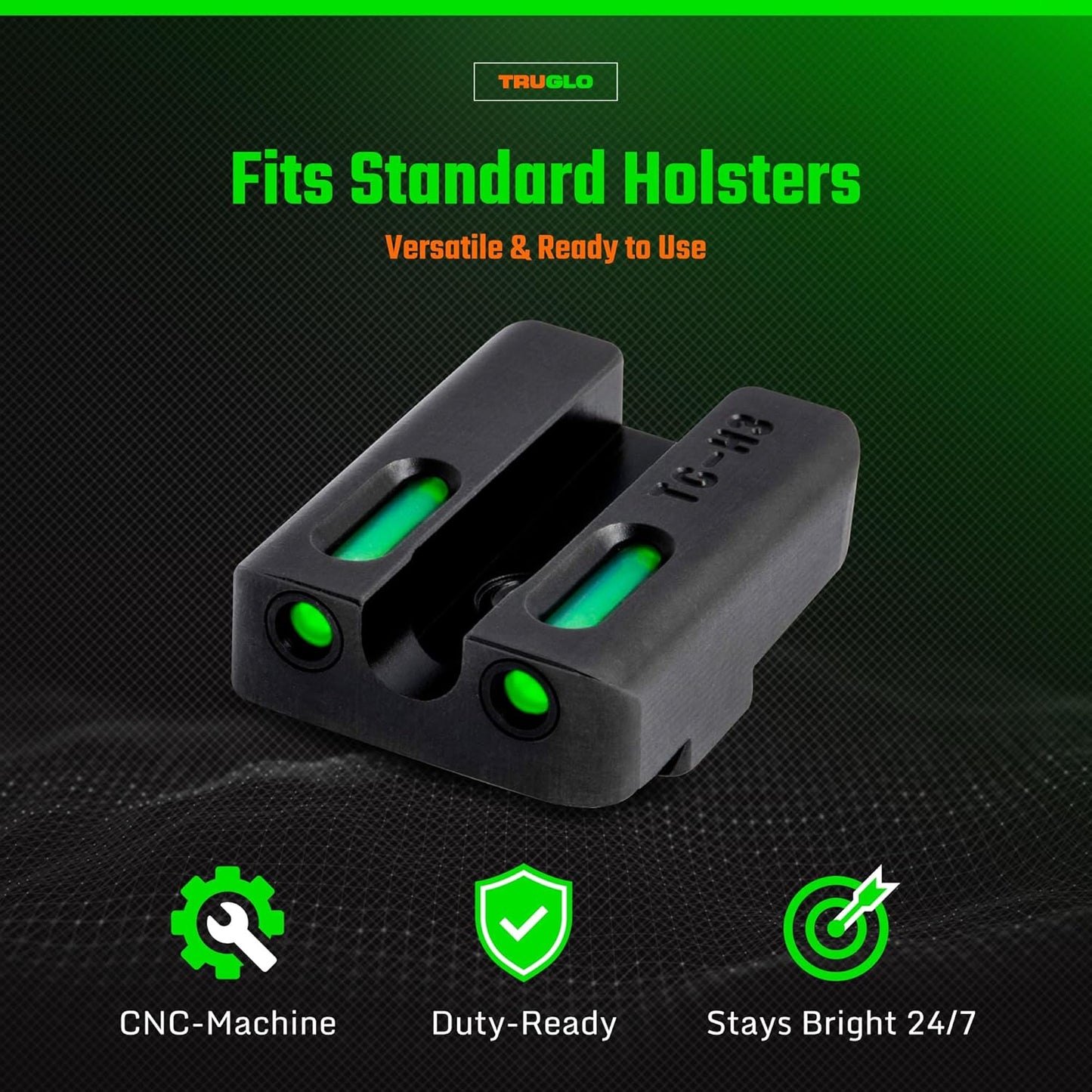 Truglo TFX PRO Night Sight for Handguns - Glowing Tritium & Fiber Optic, Compact & Durable