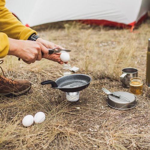 HUIOP Stove, Portable Mini Aluminum Alloy Stove with Lid Outdoor Camping Hiking Backpacking Cooking Stove