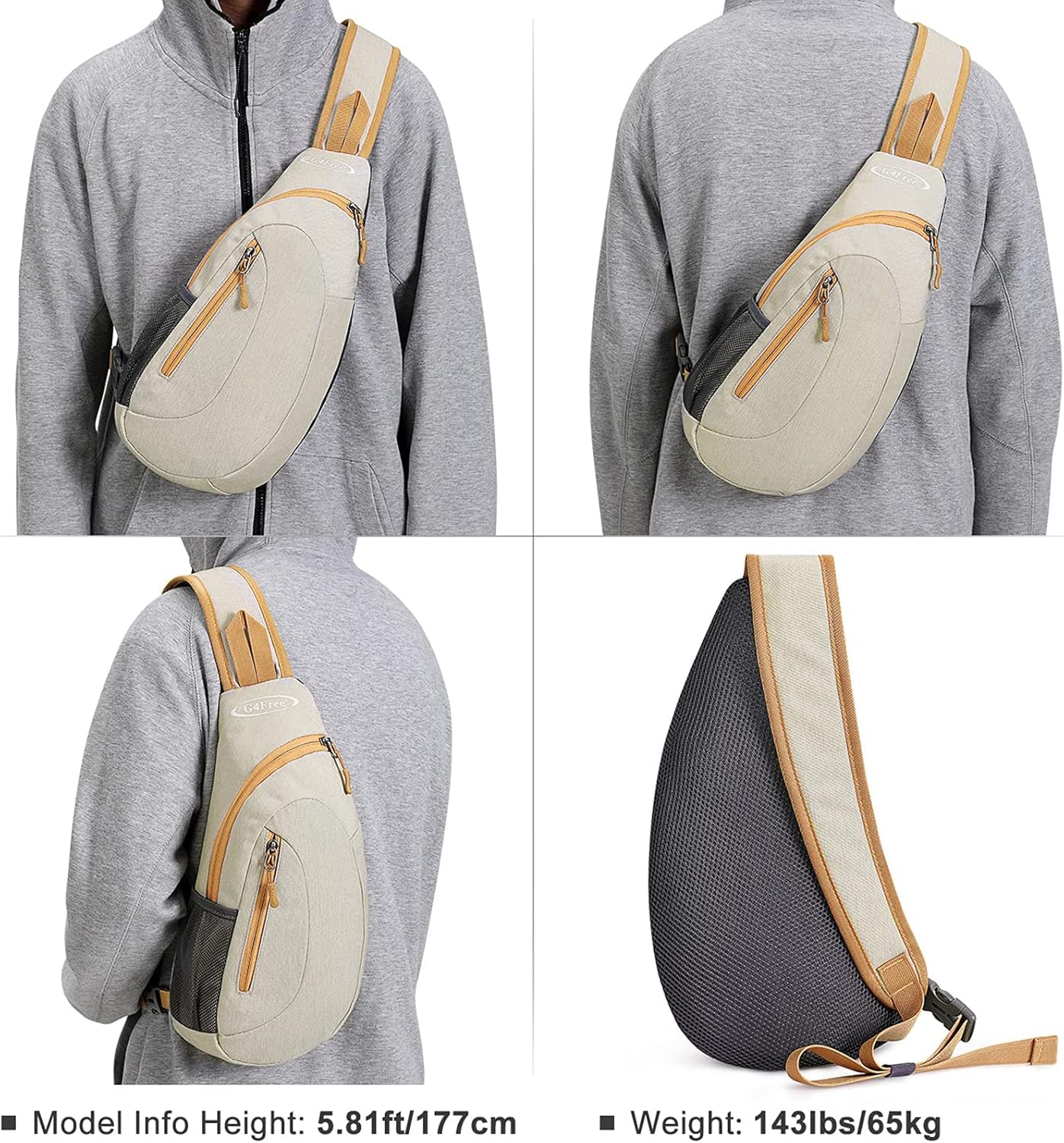 G4Free Sling Bag for Men Women, Small Crossbody Backpack Lightweight Chest Shoulder Bags for Travel, Outdoor and Sports (Black)