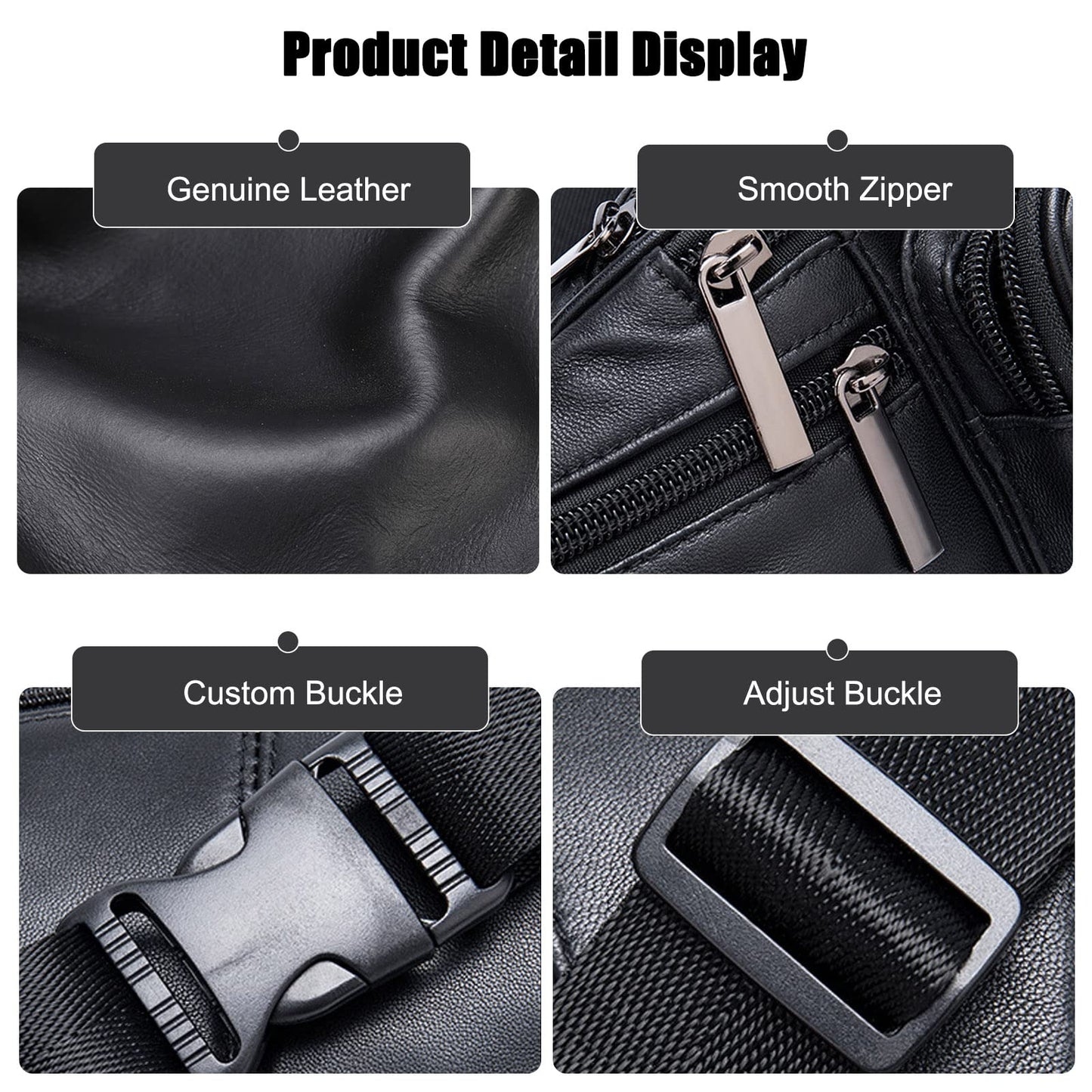 FANDARE Waist Fanny Pack Bumbags for Women Men Sling bag Genuine Leather Chest Crossbody Bag Cover Pack for Hiking Cycling Travelling Outdoor Sport Gym Business Shoulder Bag Dark Brown B