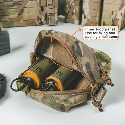 CASONMMAX Tactical Molle Admin Pouch,Small GP Pouches with Loop Panel for Vest,Gun Belts,Backpack etc. (MC)