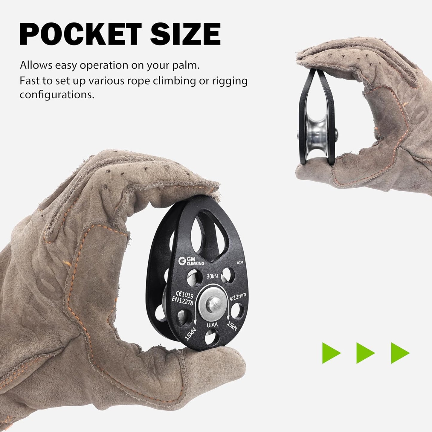 GM CLIMBING Swing Cheek Micro Pulley 30kN CE UIAA Certified