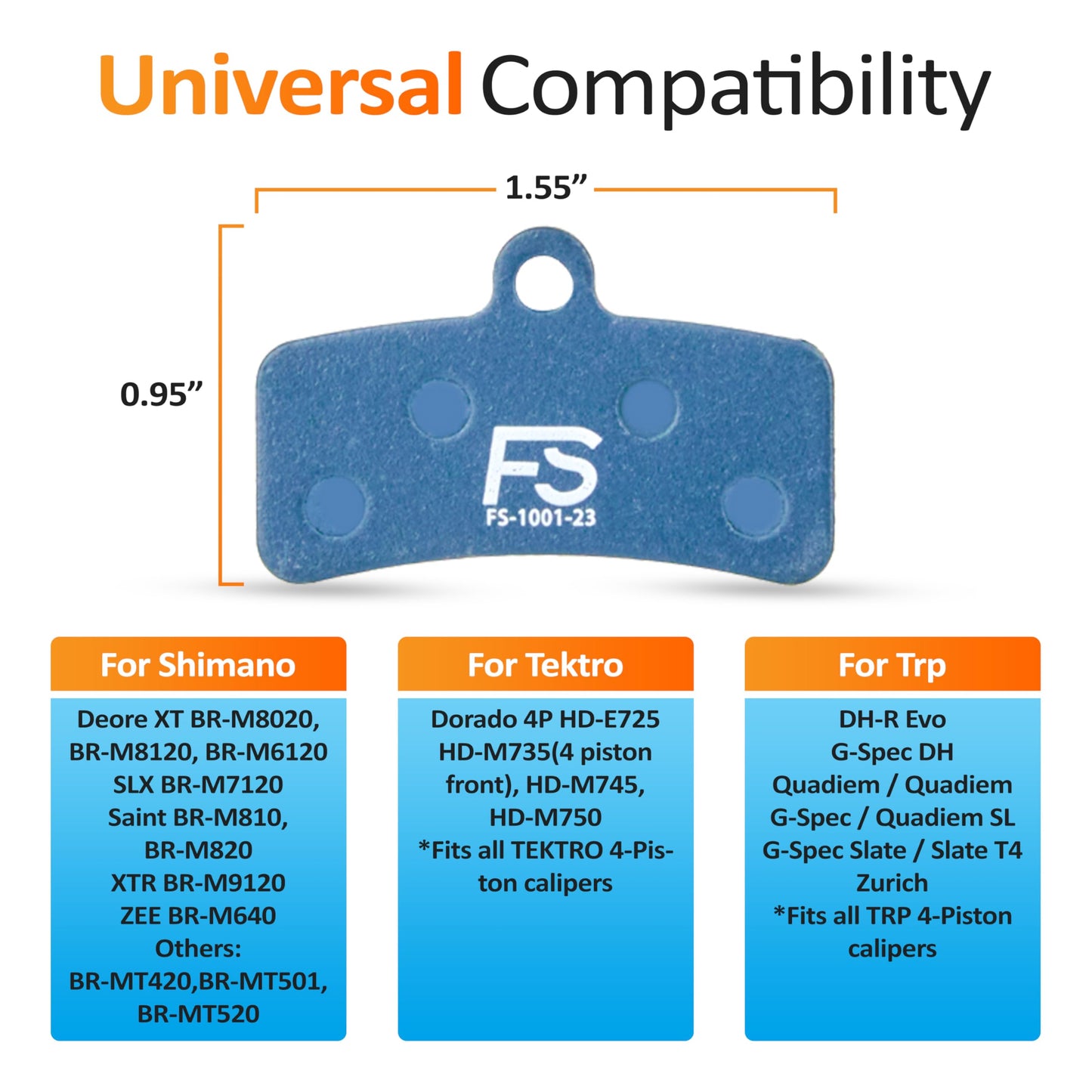 FS-DEXT Bike Disc Brake Pads for Shimano 4-Piston – Saint M810/M820, XT M8020/M8120, SLX M7120, XTR M9120, ZEE M640, Tektro M735/M750, TRP Slate T4/Quadiem | MTB, eMTB, Downhill, Enduro (One Pair)