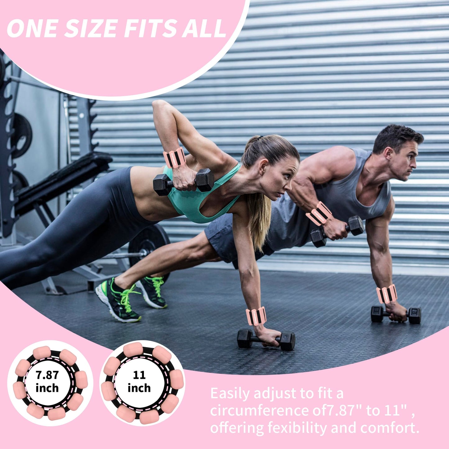 Ankle Weights for Women Men,Adjustable Wrist Arm Leg Weights Set for Home Gym Workout,Pilate,Yoga,Running,Walking, Pool Exercise,Barre,Weighted Bracelet,Set of 2 (1lb Each) (Flesh Pink)