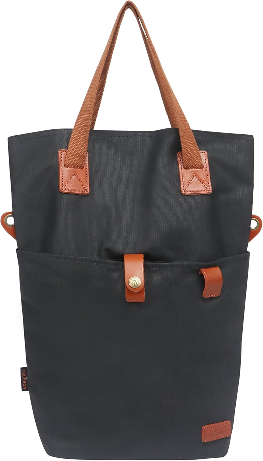 TOURBON Canvas Clip-On Quick-Release Bike Panniers Women's Shoulder Tote Bag