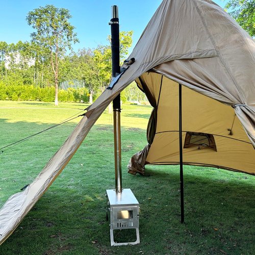 TAISOCA DIY Stove Jack 7.9 * 9inch Hot Tent Stove Jack Stove Jack Kit for Tent Outdoor Stove Jack with Rain Flap
