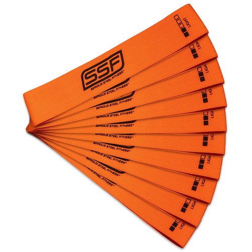Serious Steel Fitness Fabric Mini Loop Non-Slip Resistance Band Set, Warm-Up, Physical Therapy, Glute Training, Speed and Agility Exercise Bands (Level 2 - Light (Orange))