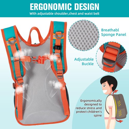 Unineovo 12L Kids Hiking Backpack, Small Hydration Backpack, Waterproof Kids Camping Daypack 5-12, No Water Bladder…