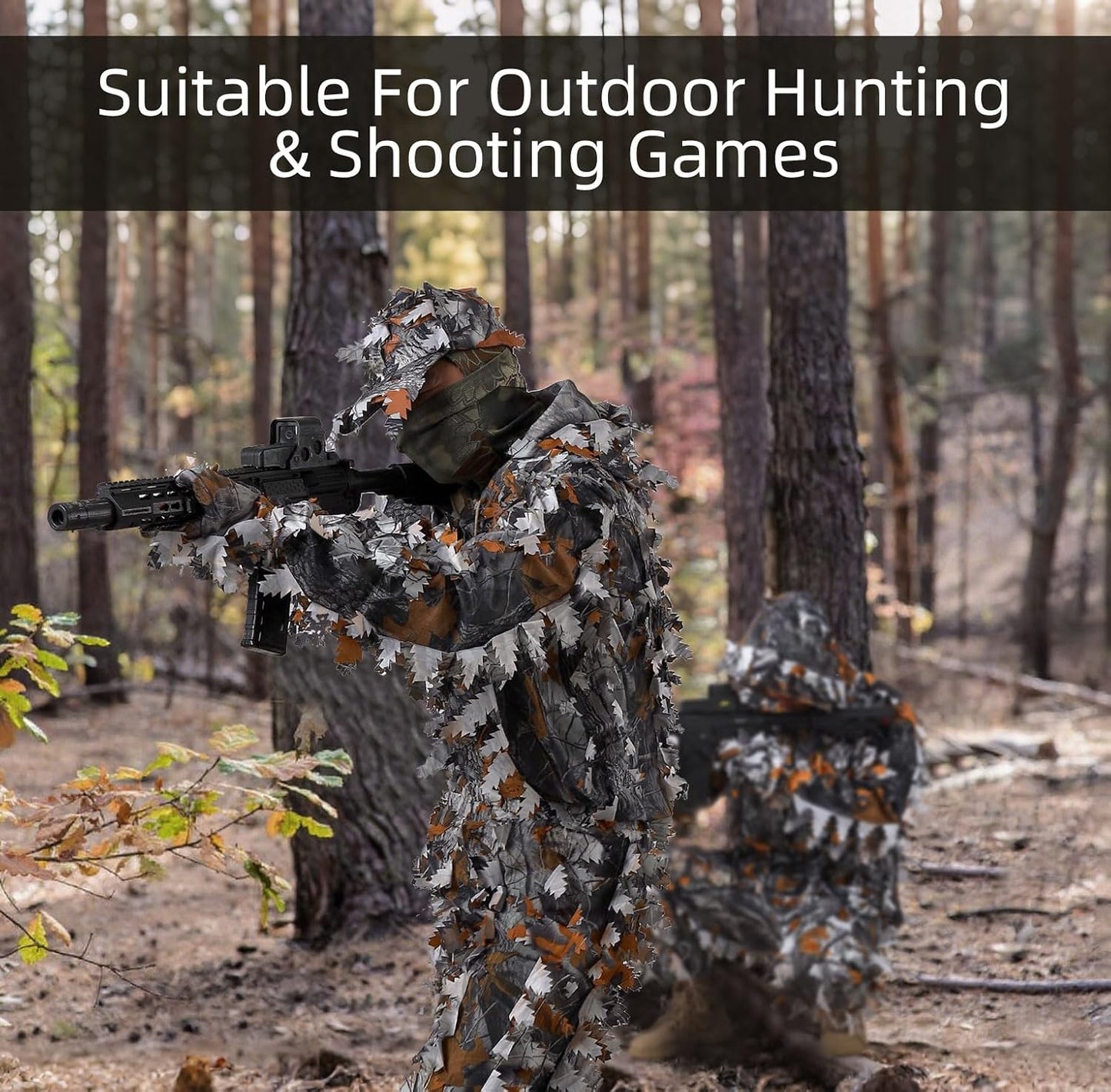 Zicac Outdoor Camo Ghillie Suit 3D Leafy Camouflage Clothing Jungle Woodland Hunting