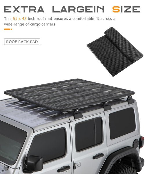 SCUARI Roof Rack Pads,51"x43" Universal Roof Cargo Bag Protective Mat,Car Accessories Car Roof Top Rack Pads,Roof Rack Accessories,Non-Slip Rooftop Cargo Bag Mat for Rooftop Cargo Bag,Fit Most Vehicle