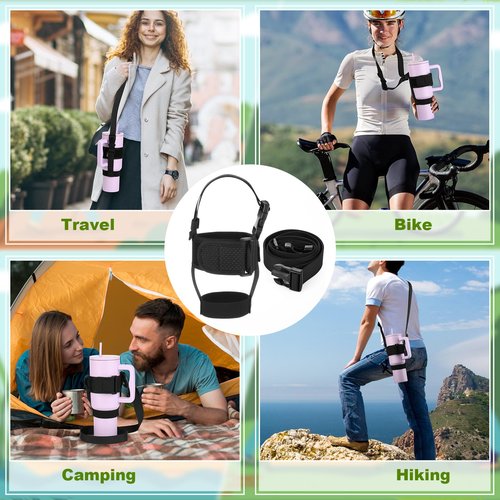 Cosmos Water Tumbler Holder Strap Travel Tumbler Carrier Water Bottle Sling Strap for 30-40 Oz Insulated Cup Travel Mug Accessory Compatible with Stanley Tumbler Cup for Travel Hiking Walking Camping