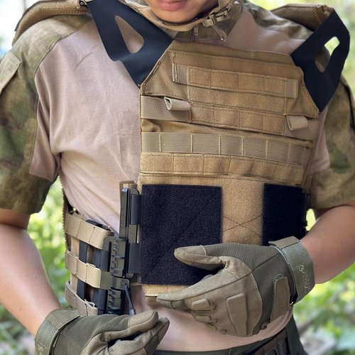 tactifans 2 Pack MOLLE Vest Quick Release Buckle Set Quick Disconnect Cummerbund Adapters Single Point MOLLE Removal Buckle Nylon with Hook and Loop for JPC CPC NCP XPC 420 Vest (Black)
