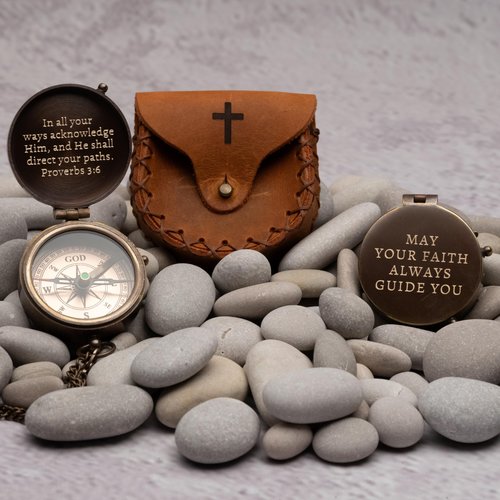 Baptism Gifts for Boys – Engraved Compass with Scripture – Religious Christian & Catholic Keepsake for Christening, First Communion, or Confirmation – Faith Compass Gift for Godson, Son, or Grandson