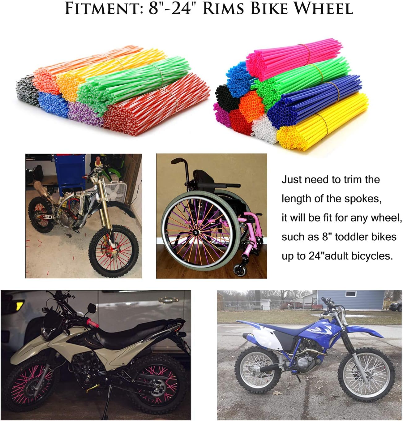 72Pcs Universal Spoke Skins Covers，Wheel Spoke Wraps Skins Pipe Trim Decoration Protector For Motorcycle Dirt Bike Yamaha Honda BMW Suzuki Kawasaki(Pink)