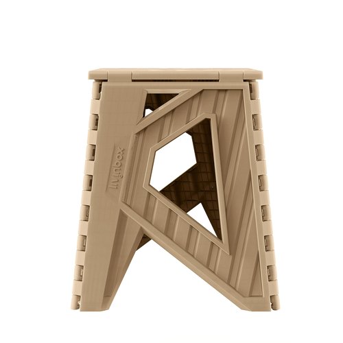 livinbox 15 inch Plastic Collapsible Stool, Folding Stool, Outdoor Step Stool, Opens Easy with One Flip. Great for Kitchen, Bathroom, Bedroom, Holds Up to 200kg (Khaki Beige)