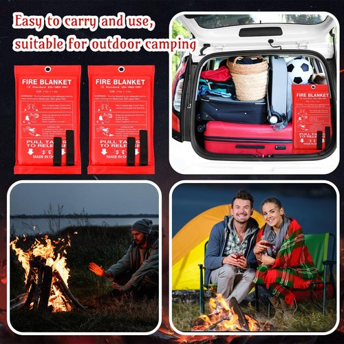 Saysurey 8 Pack Fire Blanket Fiberglass Fire Emergency Blanket 59 x 59 Inch Flame Retardant Fire Suppression Blanket Fireproof Emergency Survival Fire Blanket for Home Kitchen Car Office Warehouse