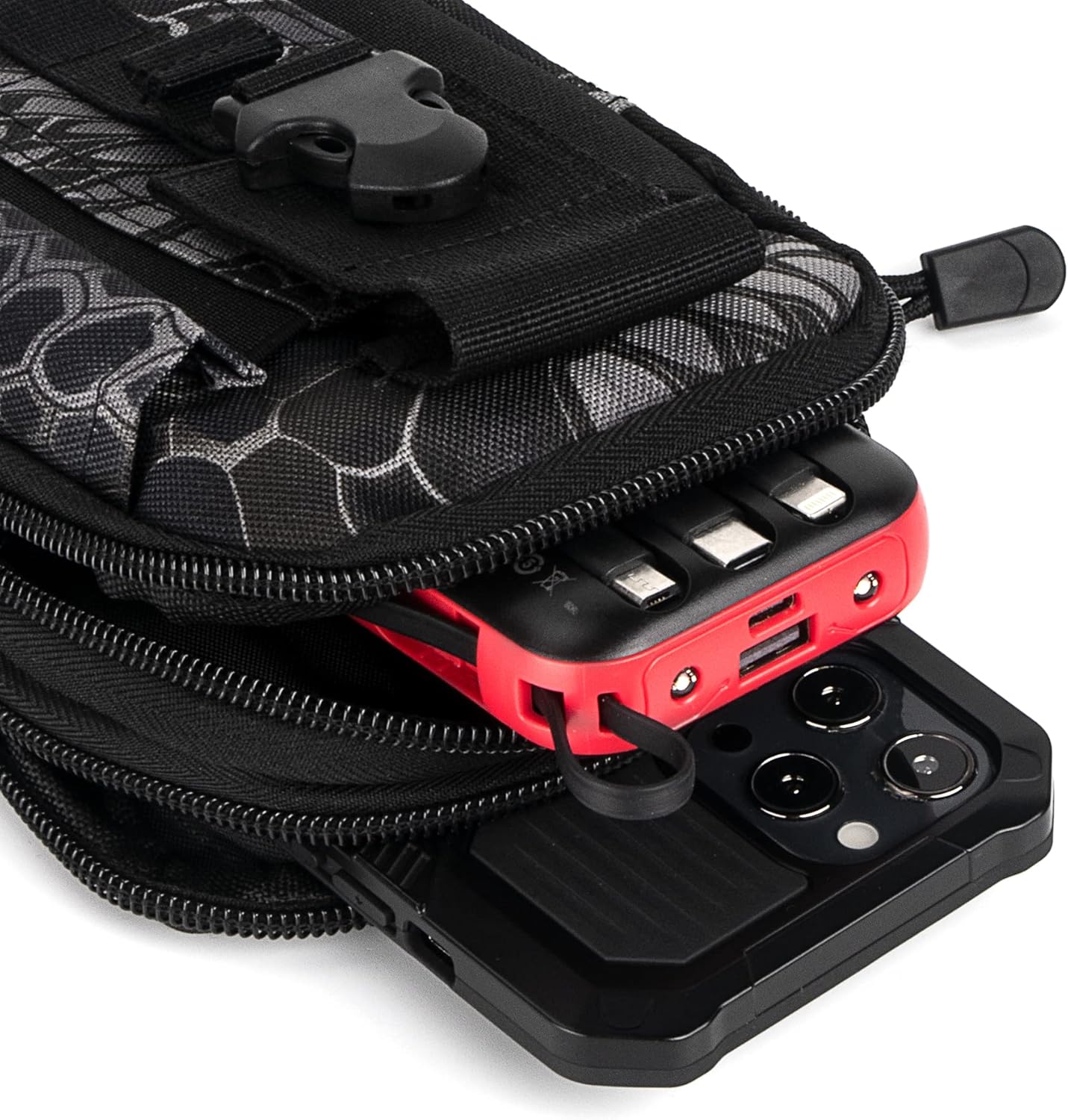 IronSeals Tactical Molle Pouch Compact Utility Waist Bag Phone Holster Holder for 4.7"-6.9" iPhone 15 Pro Max/15 Pro/14 Plus/14 Pro Max/14/13 Pro Max/13 Pro/12 Pro Max/11 Pro Max