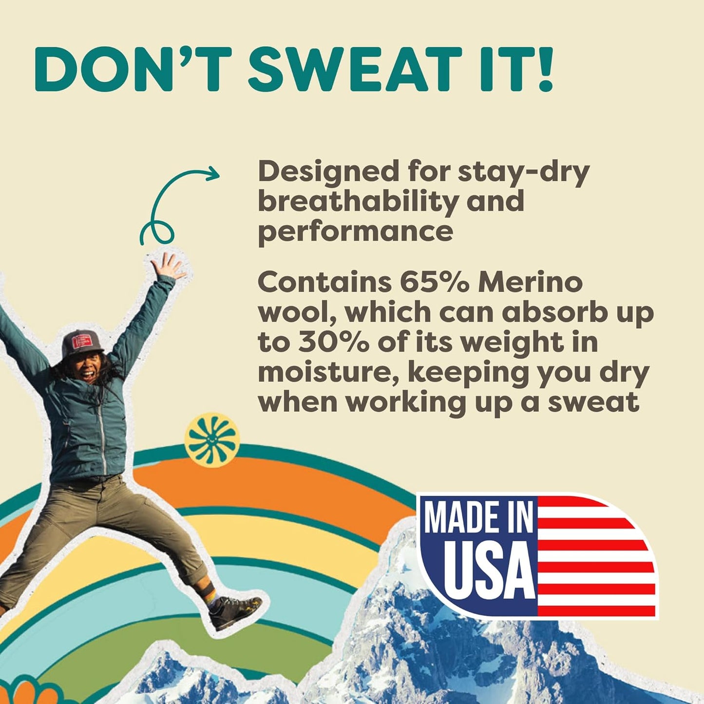 FITS Teton Light Hiker Merino Wool Crew Socks For Men and Women, Lightweight, Breathable, Whole Foot Comfort