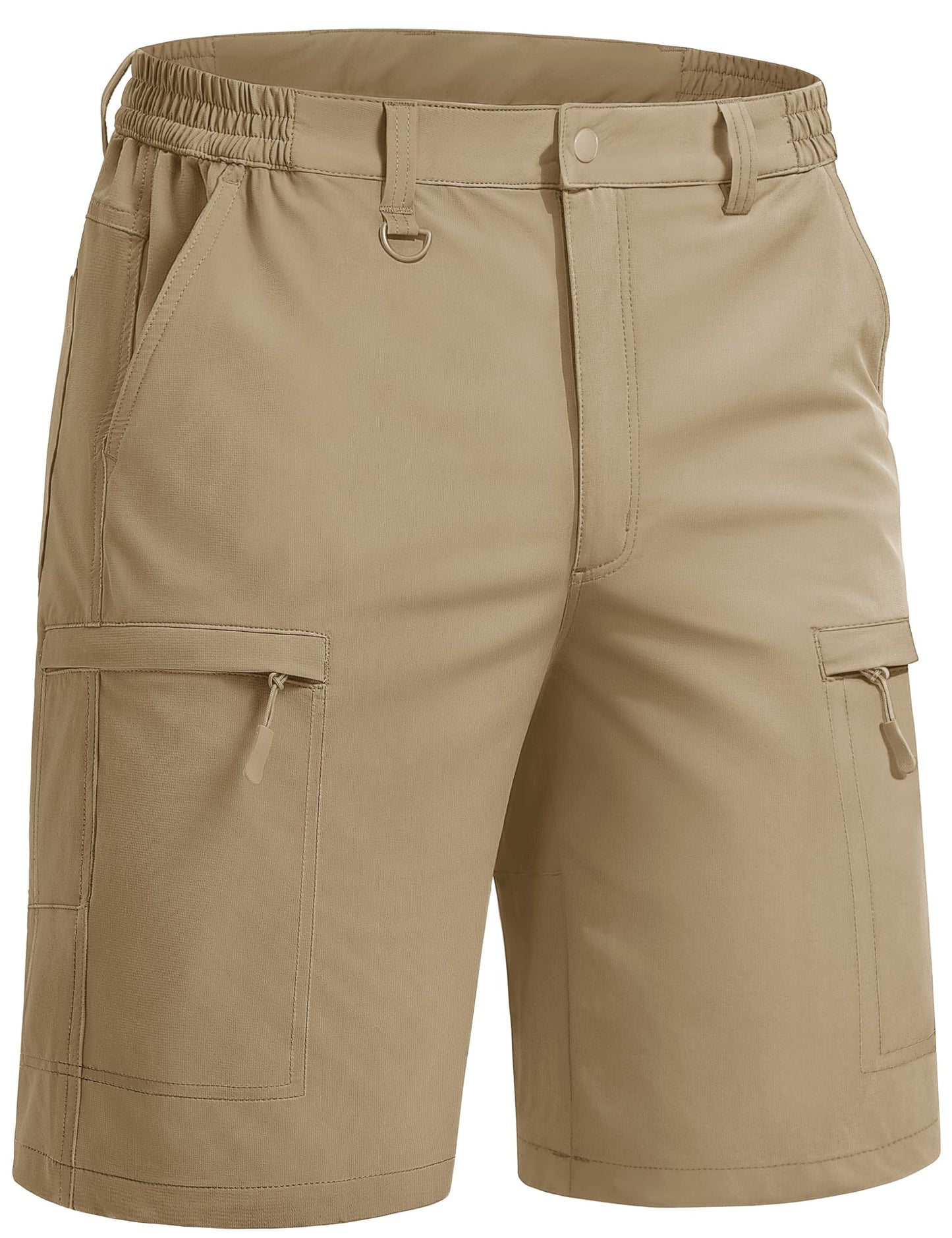 TACVASEN Men's Shorts 10" Lightweight Quick Dry Cargo Shorts with Pockets for Hiking Golf Fishing Workout Travel Khaki 32