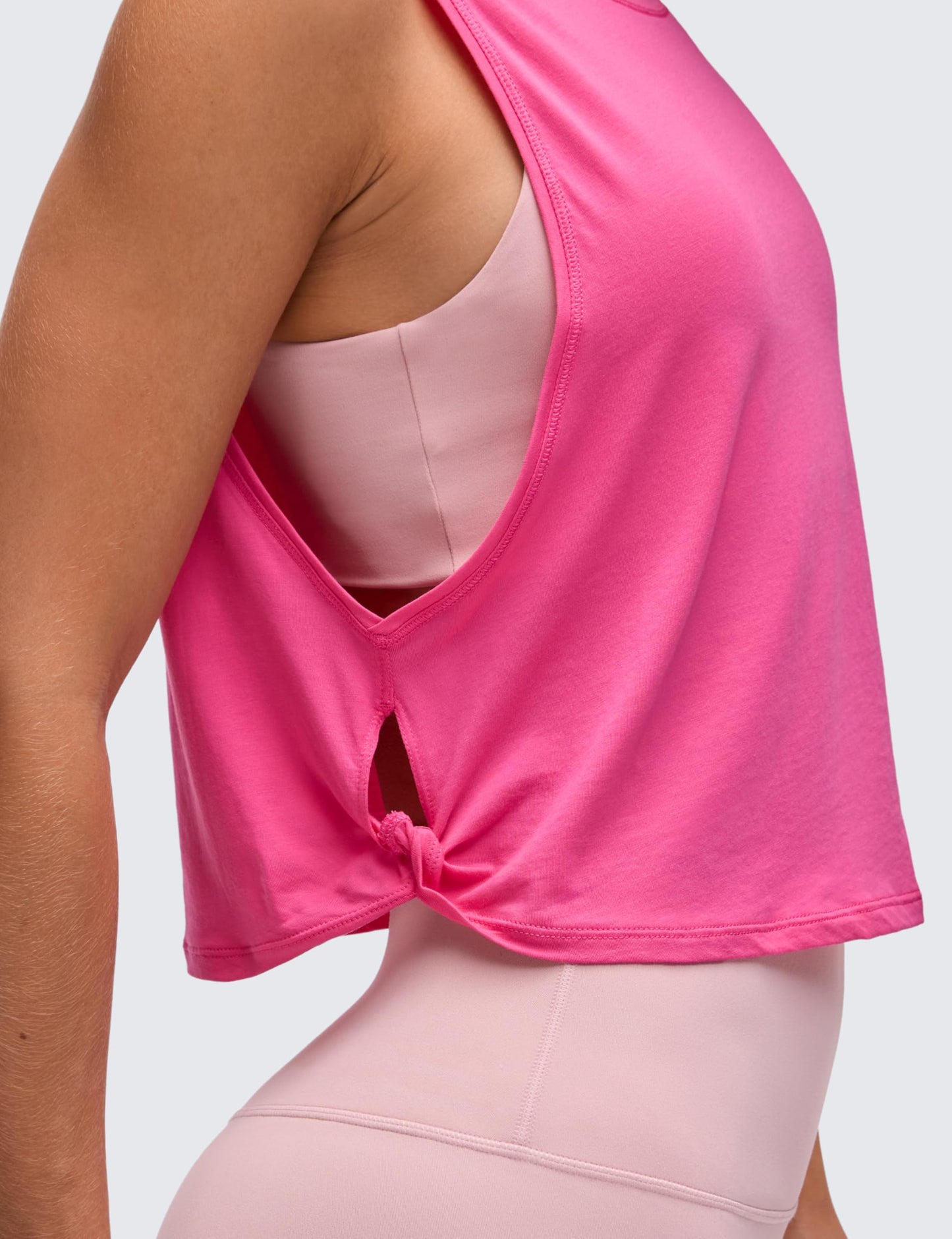 CRZ YOGA Pima Cotton Large Armhole Tank Tops for Women - Workout Sport Athletic Yoga Running Gym Loose Crop Sleeveless Shirts Sonic Pink XX-Small