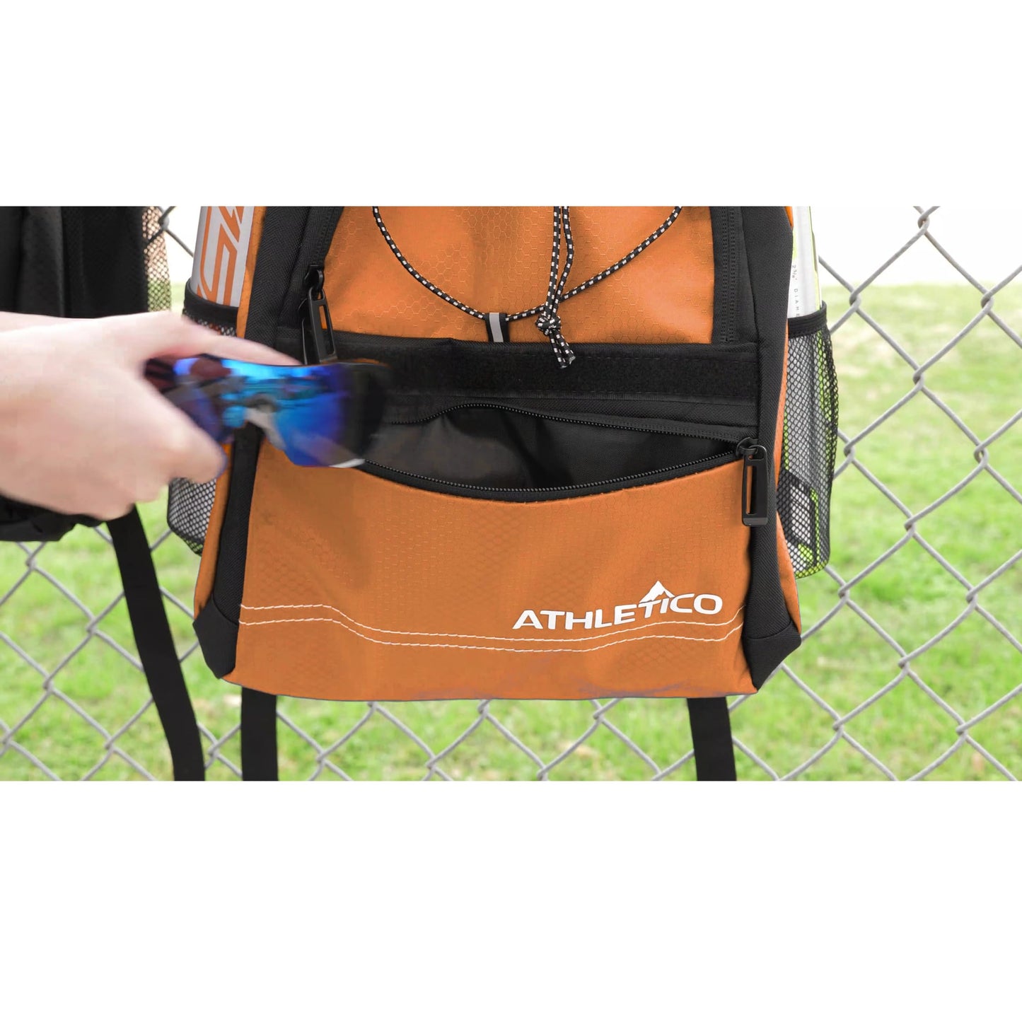 Athletico Youth Baseball Bag - Bat Backpack for Baseball, T-Ball & Softball Equipment & Gear | Holds Bat, Helmet, Glove | Fence Hook (Orange)
