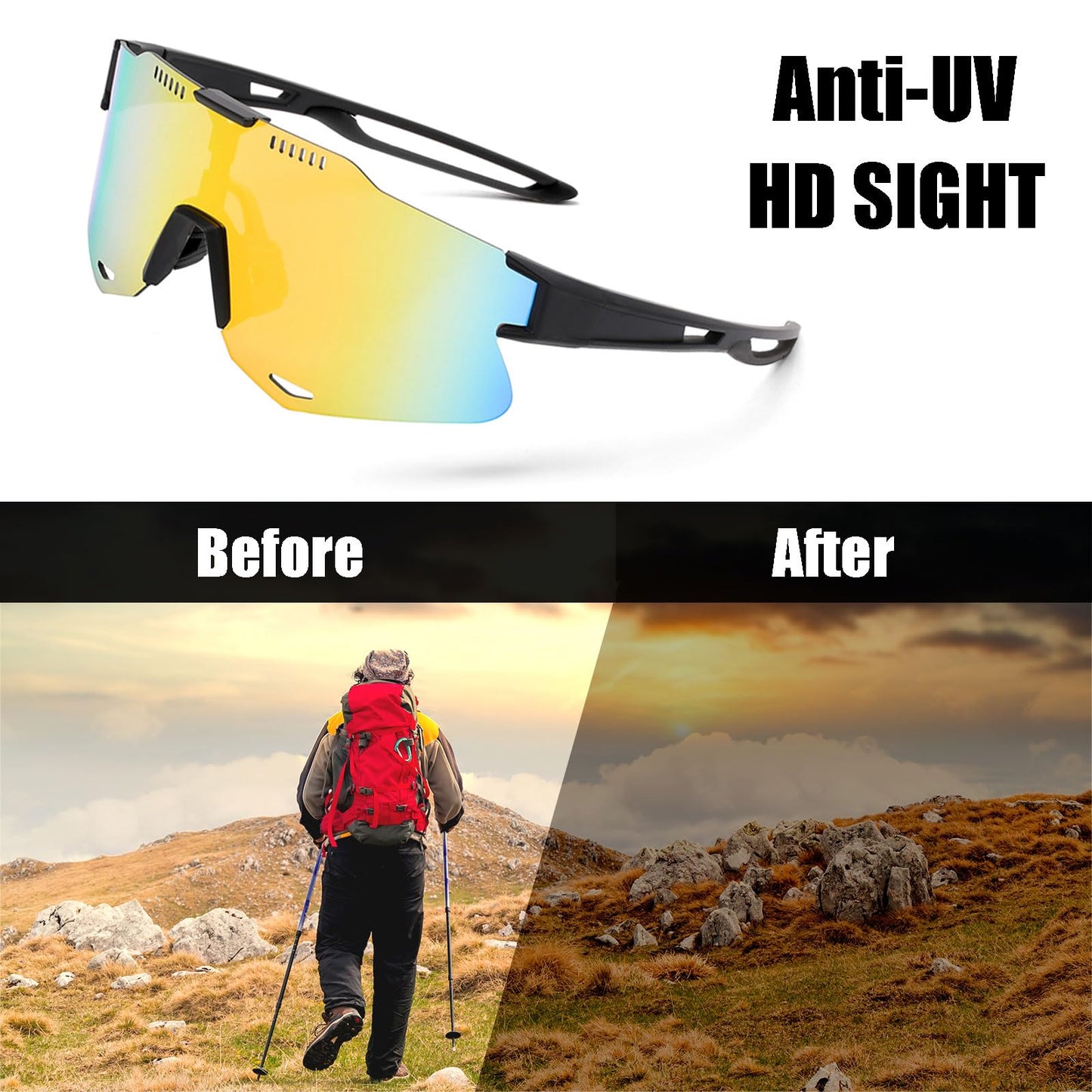 MICOTA Sports Polarized Sunglasses for Men Women，UV400 Sunglasses for Outdoor Sports、Cycling、Driving、Fishing、Running.(Sunglasses yellow)