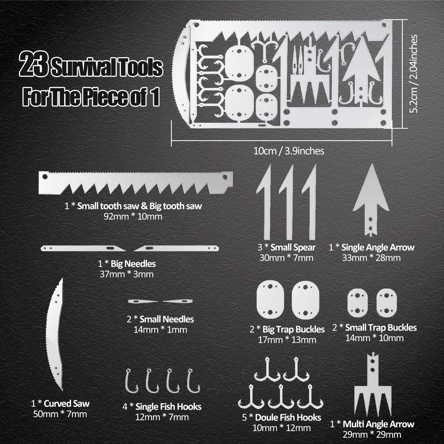 Hukado 9PCS Survival Card Multitool Camping Kit with Fishing Line Gear, Multipurpose Credit Card Wallet Portable Survival Tool with Felt Bag for Outdoor Fishing Hiking Hunting