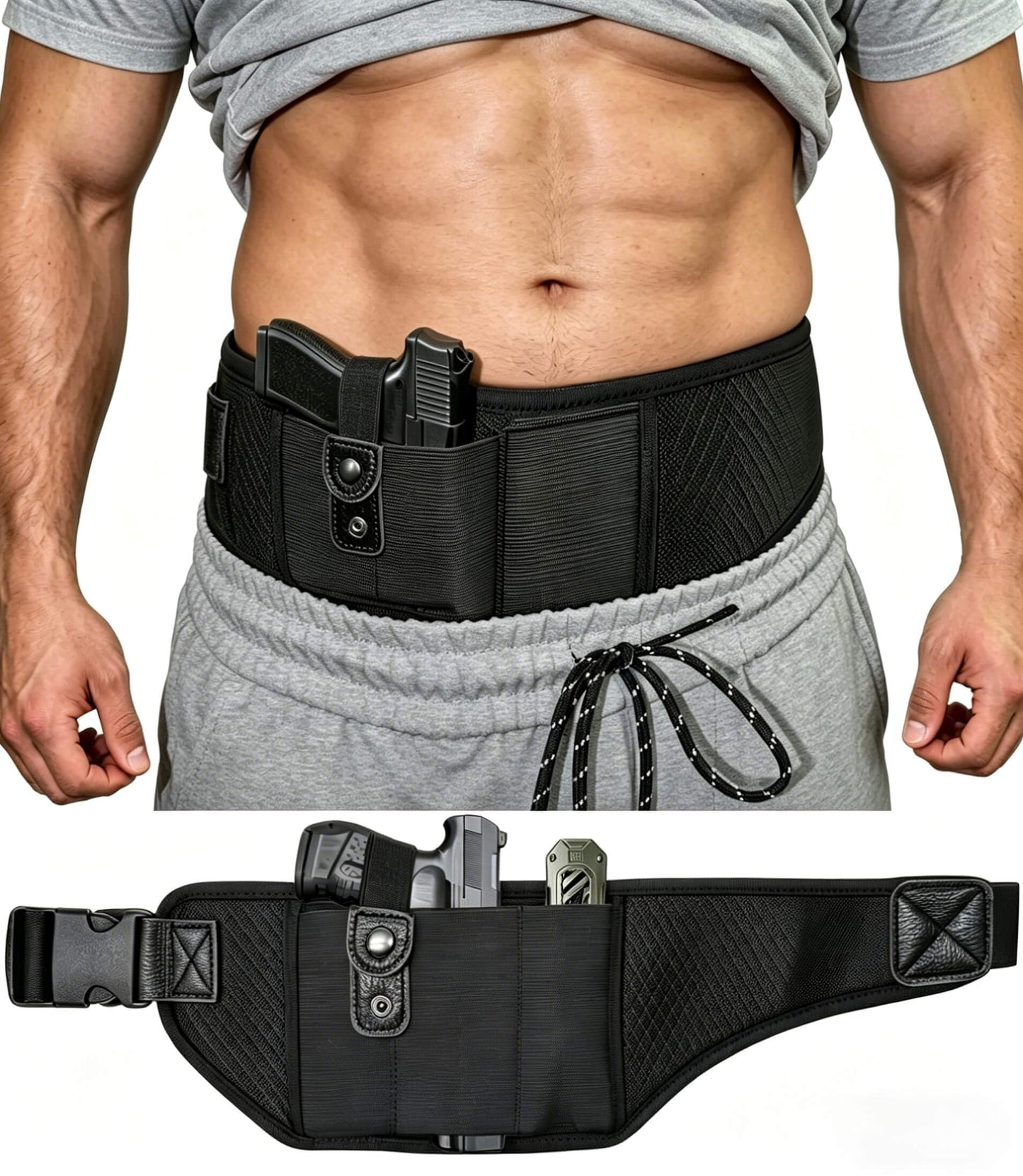 HOGIKUO Belly Band Holster for Men,Secure Conceal Carry for Women,Comfort Gun Holster,IWB fits Glock,Sig Sauer P365,Smith & Wesson, Bodyguard, M&P Shield,Ruger, and More
