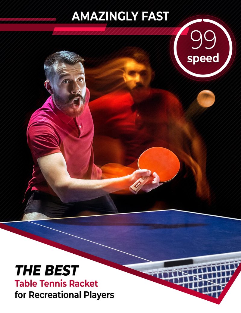 Idoraz Professional Ping Pong Paddle with ITTF Rubber and Carrying Case