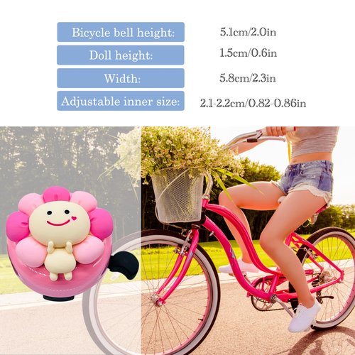 Collyon Pink Flower Fairy Sprite Aluminum Bicycle Bell for Girls
