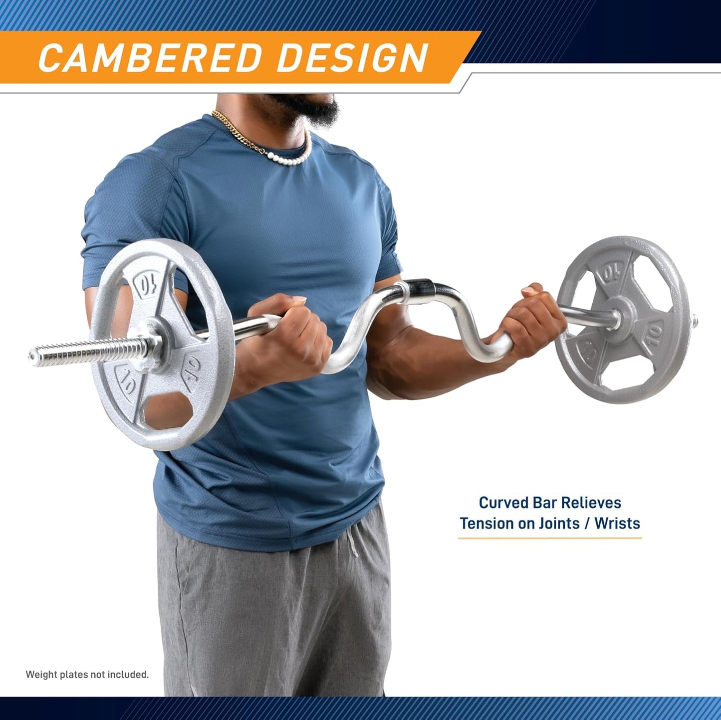 Marcy 1 inch Standard Curl Bar with Spin-Lock Collars Weightlifting Strength Training Home Gym Accessory for Triceps and Biceps