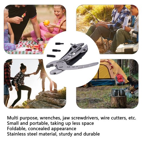 Multitool Wrench, Multifunctional Tools Pliers Screwdriver Stainless Steel Multitool Pliers Foldable Multipurpose Portable Multi Tool Wrench for Camping Fishing DIY