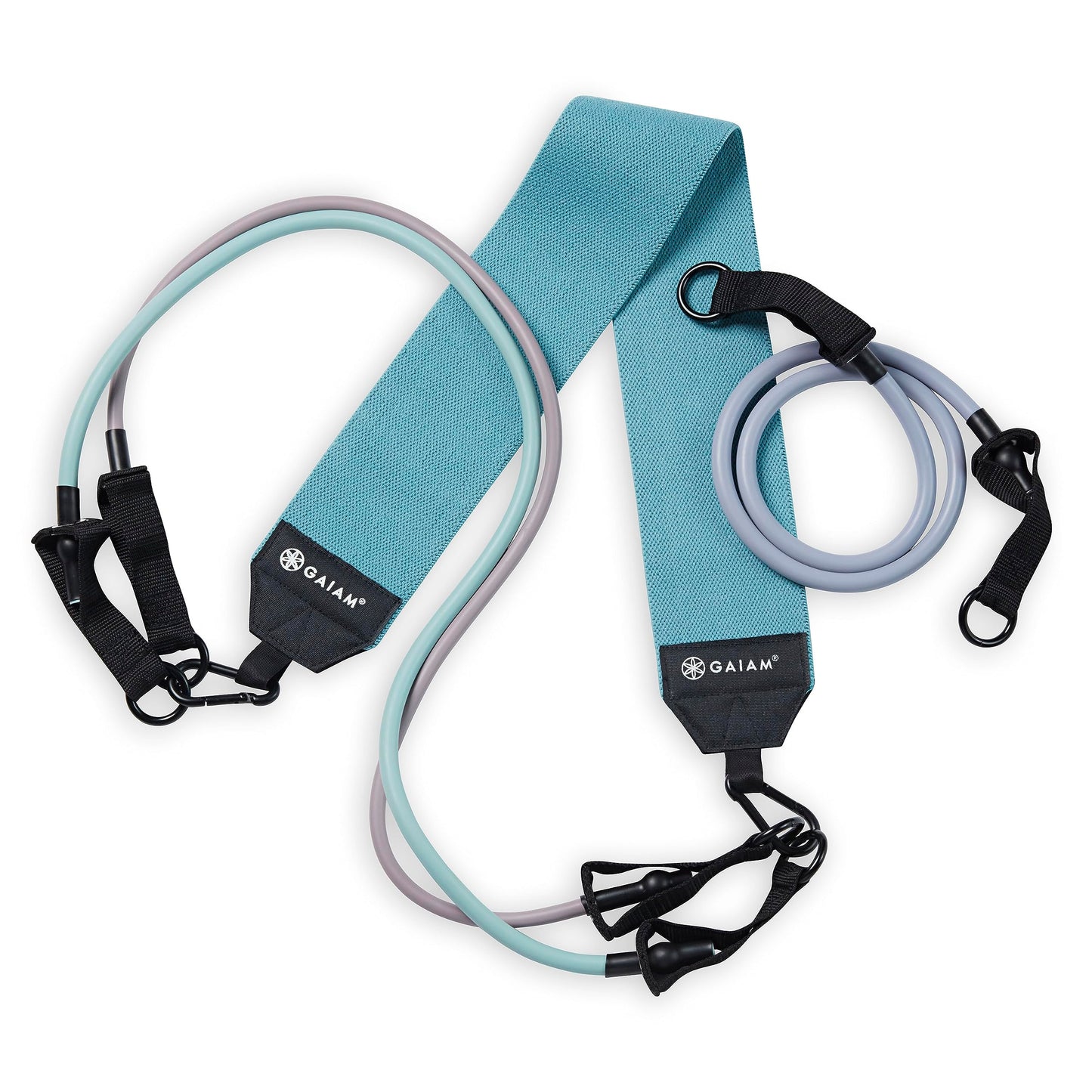 Gaiam Squat Band & Hip Trainer Set - Fabric Resistance Band with 3 Adjustable Resistance Tubes, Home Gym Equipment to Exercise Thigh, Leg, Hip, Glute, Booty & Core - Home Gym & Travel Workout Bands