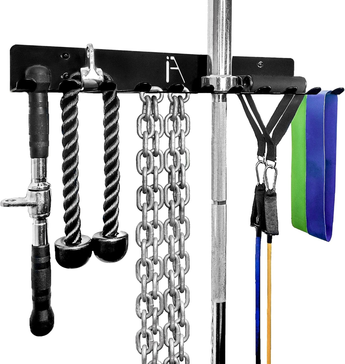 IRON AMERICAN) Gym Storage Hanger/Heavy Duty Multi-Purpose Gym Rack for Lifting Belts, Chains, Exercise Bands, Jump Ropes (mounting hardware included)
