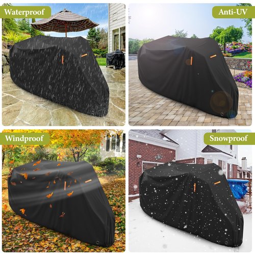 STARTWO Adult Tricycle Electric Trike Cover, Bike Storage Outdoor Waterproof, Windproof Bicycle Protective, Dustproof Bike Covers Black
