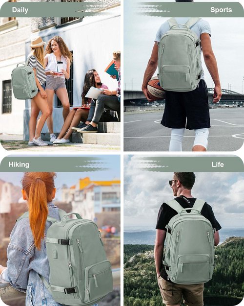 BJLFS Large Travel Backpack for Women Men,Carry On Backpack,Hiking Backpack Waterproof Outdoor Sports Rucksack Casual Daypack Travel Essentials（simple, Army green）