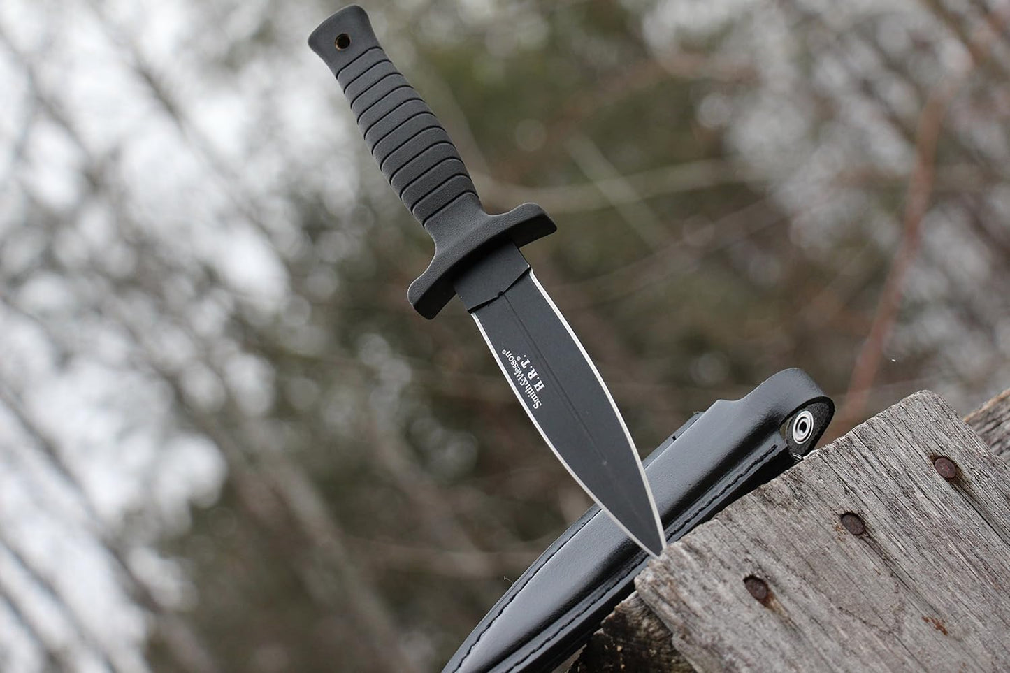 Smith & Wesson SWHRT9B 9in High Carbon S.S. Fixed Blade Knife with 4.7in Dual Edge Blade and TPE Handle for Outdoor, Tactical, Survival and EDC