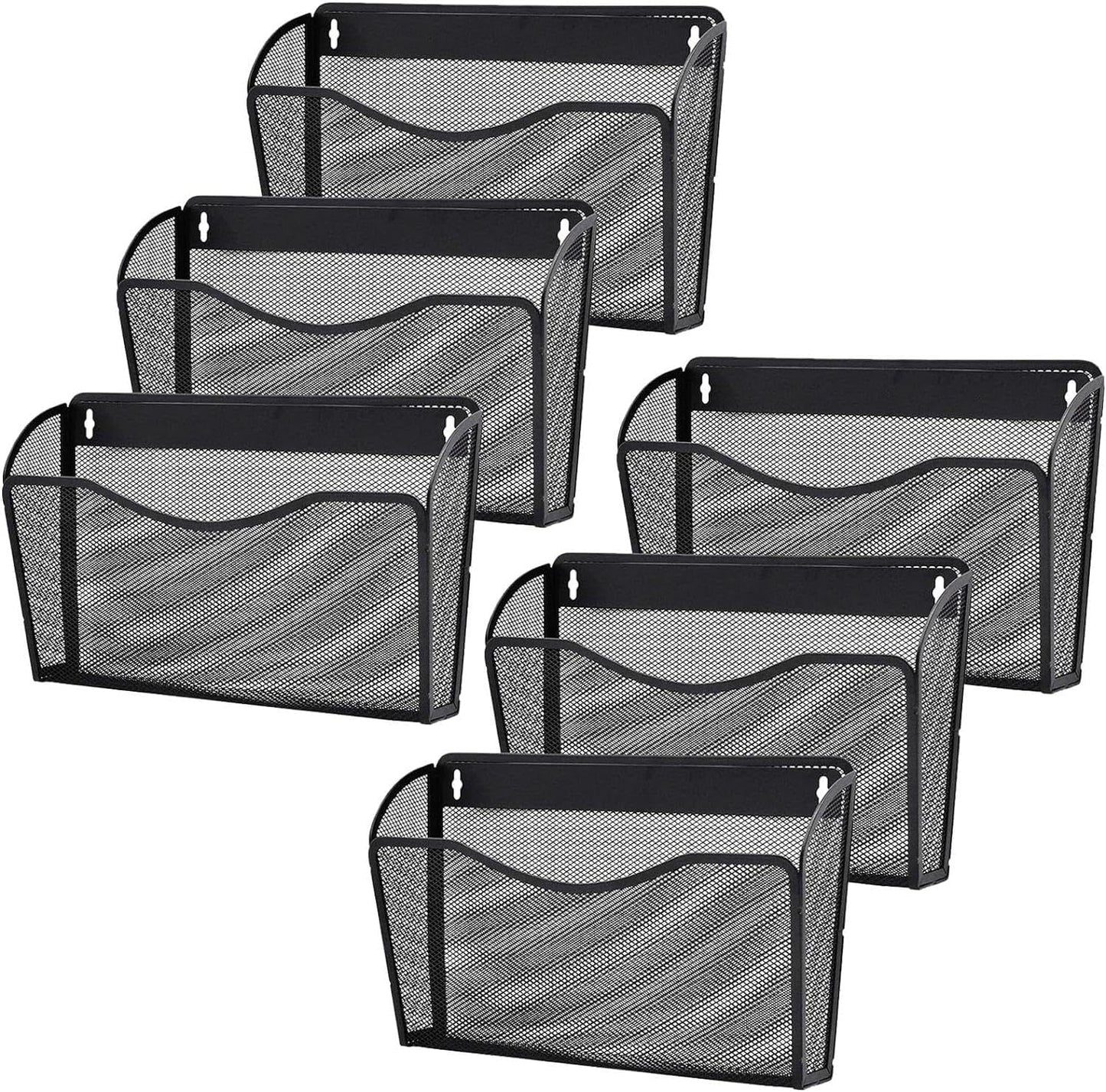 for 6 Pack Wall File Organizer, Mesh Hanging Metal Vertical Wall Mounted File Holder