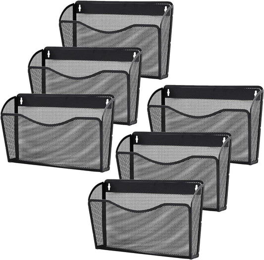 for 6 Pack Wall File Organizer, Mesh Hanging Metal Vertical Wall Mounted File Holder